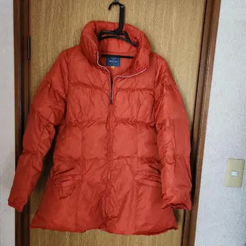 오렌지 다운 자켓 지퍼 포함