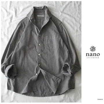 나노 유니버스 [세탁 가능] 깅엄 체크 화이트 블랙 셔츠 블라우스