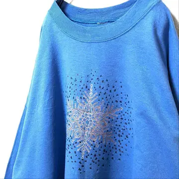 눈꽃 프린트 파랑 블루 구제 의류 맨투맨 트레이닝복