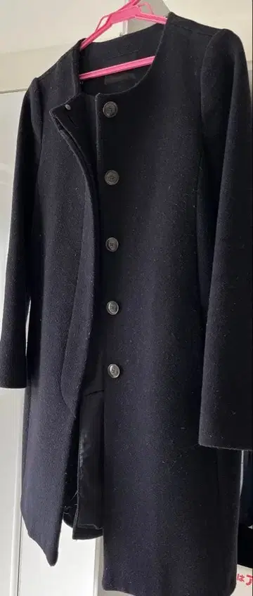 green label relaxing 노카라 울 코트 네이비