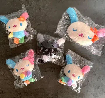 산리오 우사하나 봉제 인형 키링 시 플라 한정판 전 5종 세트