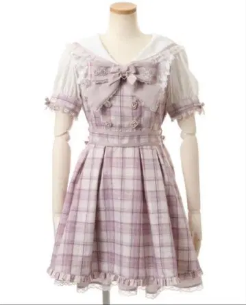 LIZLISA 체크 에이프런 원피스