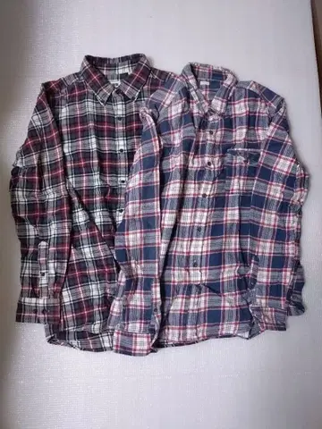 체크 무늬 긴팔 플란넬 셔츠 [ 유니클로 GU 2장 세트 ]