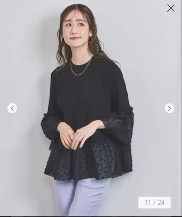 플라워 컷 자카드 콤비 니트