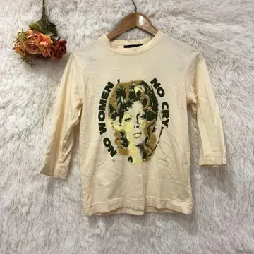 oops*oops 빅 프린트 7부 소매 상의 [ L ] 크림 구제 의류