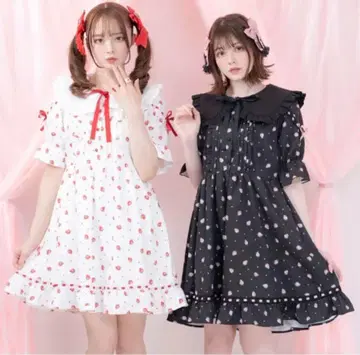 [ 7 ] Dear my love 딸기 무늬 원피스 블랙