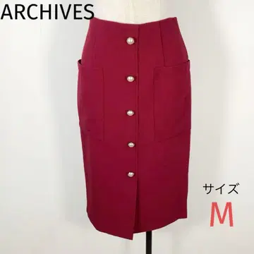 ARCHIVES 아카이브 타이트 스커트 미사용품 여분 버튼 포함 레드