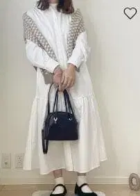 XL 사이즈 미사용 택 포함 GU 개더 절개 셔츠 원피스 화이트