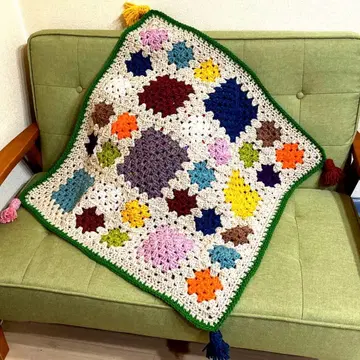 츄코의 니트 그래니 스퀘어 색상 놀이 멀티 커버 담요 레트로 팝