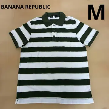 바나나리퍼블릭 남성용 M 사이즈 피케 셔츠 보더 그린 화이트