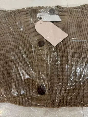 [ 택 포함 새상품 ] 다리치 가죽 콤비 오버 가디건 ( 브라운색 )