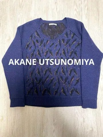 AKANE UTSUNOMIYA 긴팔 니트 스웨터 네이비