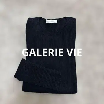 [ 미사용 ] GALERIE VIE 울 리브 크루넥 스웨터 블랙