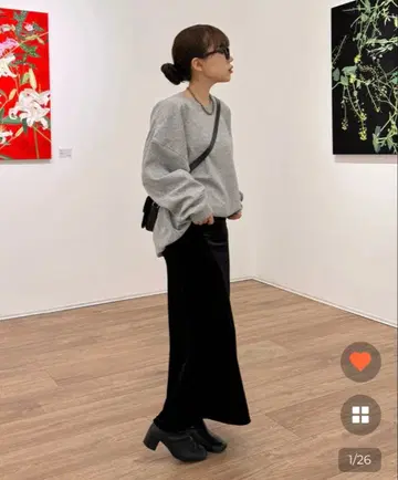 nugu [visco] 벨로아 밴딩 롱 스커트