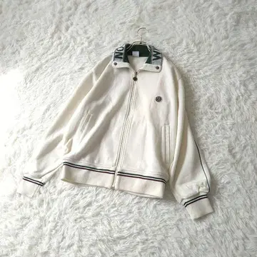 WIMBLEDON 풀 집업 저지 블루종 L 화이트 로고 울