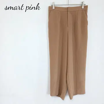 스마트 핑크 일본제 슬랙스 허리 뒷부분 밴딩 오피스 카멜 브라운