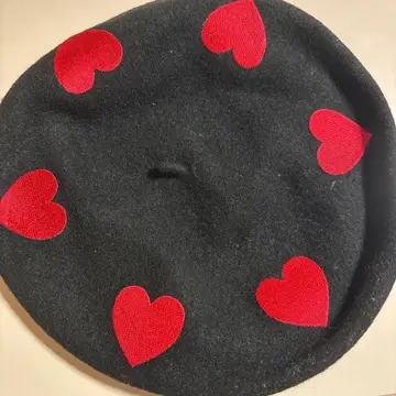 MILK Marie 하트 베레모 블랙 x 레드