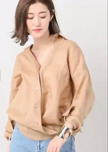 JOURNALSTANDARD 린넨 카멜 긴팔 셔츠