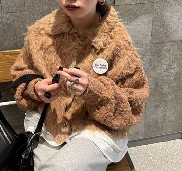 Kastane 카스타네 웨이브 기모 크롭 니트 오렌지