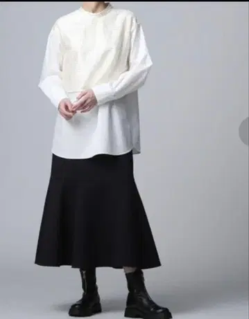 레이스 레이어드 블라우스 XL 아이보리