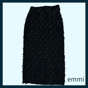 에미 emmi 프린지 자카드 롱 스커트 블랙 사이즈 1 블랙