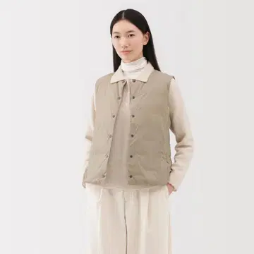 MUJI 경량 다운 포켓터블 노카라 베스트