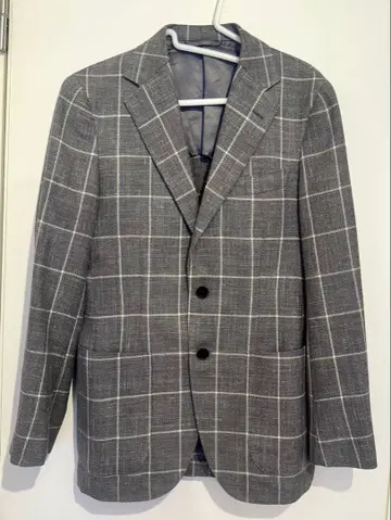 BEAMS F 테일러드 자켓 체크 무늬 그레이 44