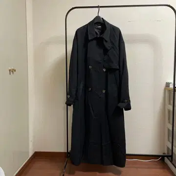 블랙 트렌치코트 더블 브레스트