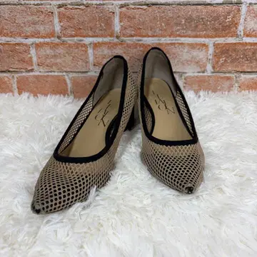 LE TALON 포인트 넷 플랫 23.5 베이지 x 블랙