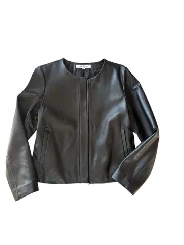 NATURAL BEAUTY BASIC 블랙 가죽 아우터 M