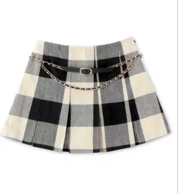 m.me.eme 엠미에메 체크 박스 플리츠 스커트 벨트 포함