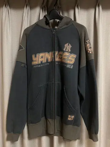Yankees 풀 지퍼 후디 다크 그레이