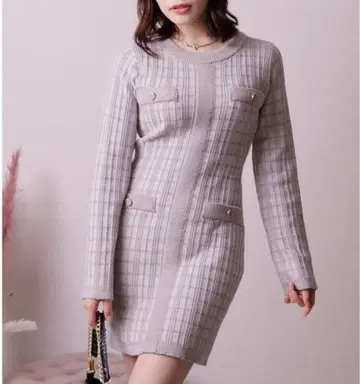 LIPSERVICE 글로스 트위드 니트 원피스