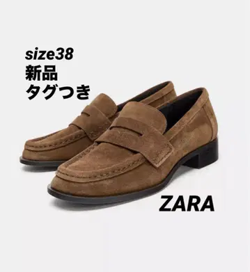 [ 완판템 ] ZARA 스플릿 스웨이드 페니 스트랩 로퍼 38 새상품