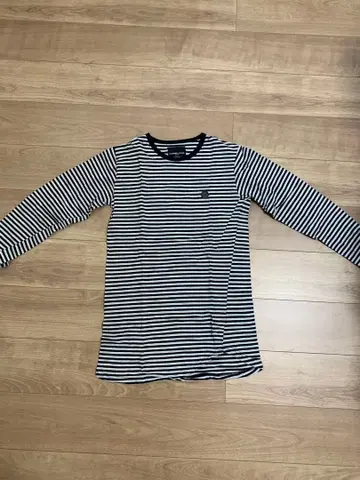 넘버 나인 블랙/그레이 스트라이프 긴팔 티셔츠