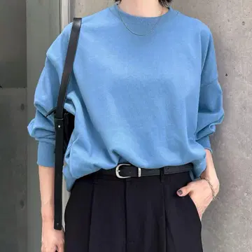 [ 기간 한정 ] andme 쭈리 맨투맨 볼륨 소매 상의 라이트 블루