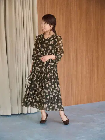 쉐이드 플라워 플리츠 티어드 원피스 코히나 COHINA