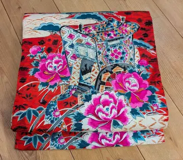 앤티크 나고야 오비 고쇼구루마 모란 다이쇼 로망