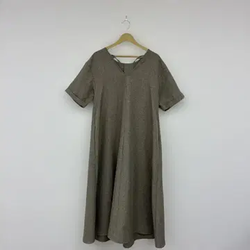 그레이 반팔 셔츠 원피스 V넥