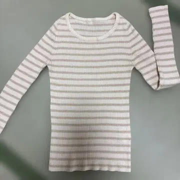 MAC PHEE 맥피 라메 울 혼방 스트라이프 긴팔 리브 니트 상의