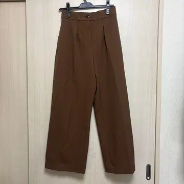 PLST 브라운 와이드 레그 슬랙스 M 사이즈