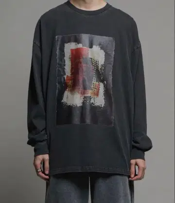 캐스퍼 존 피그먼트 슈퍼 빅 프린트 롱 T