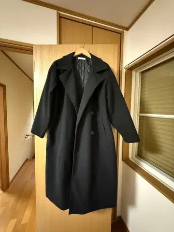 아우터 블랙 롱 코트 M