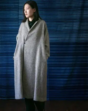 요건 레일 2023 겨울 울 알파카 린넨 트위드 코트 바바구리