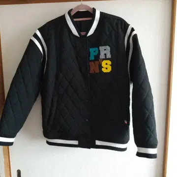 블랙 퀼팅 바시티 자켓 PRN'S