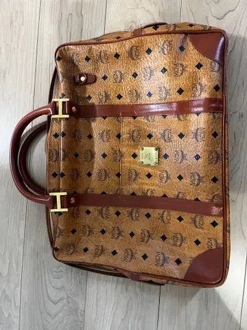 MCM 가죽 보스턴 백 브라운/베이지