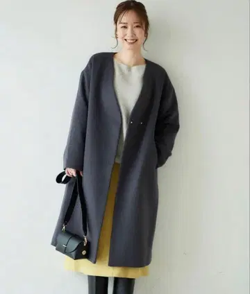 [르쿨블랑] 울 블렌드 V넥 노카라 코트