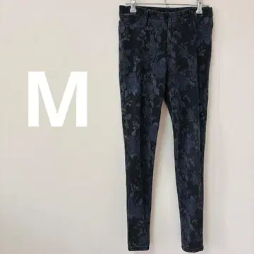 레어 블랙 계열 꽃무늬 스키니 팬츠 [ M ] 허리밴딩 스트레치 소재