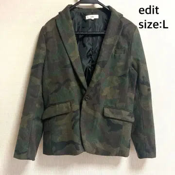 edit 에디트 남성용 자켓 아우터 카모플라쥬 패턴 롱 L
