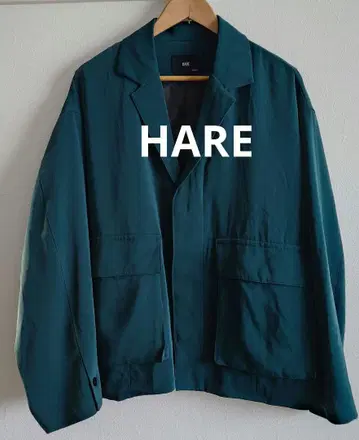 HARE 다크 그린 오픈 카라 자켓